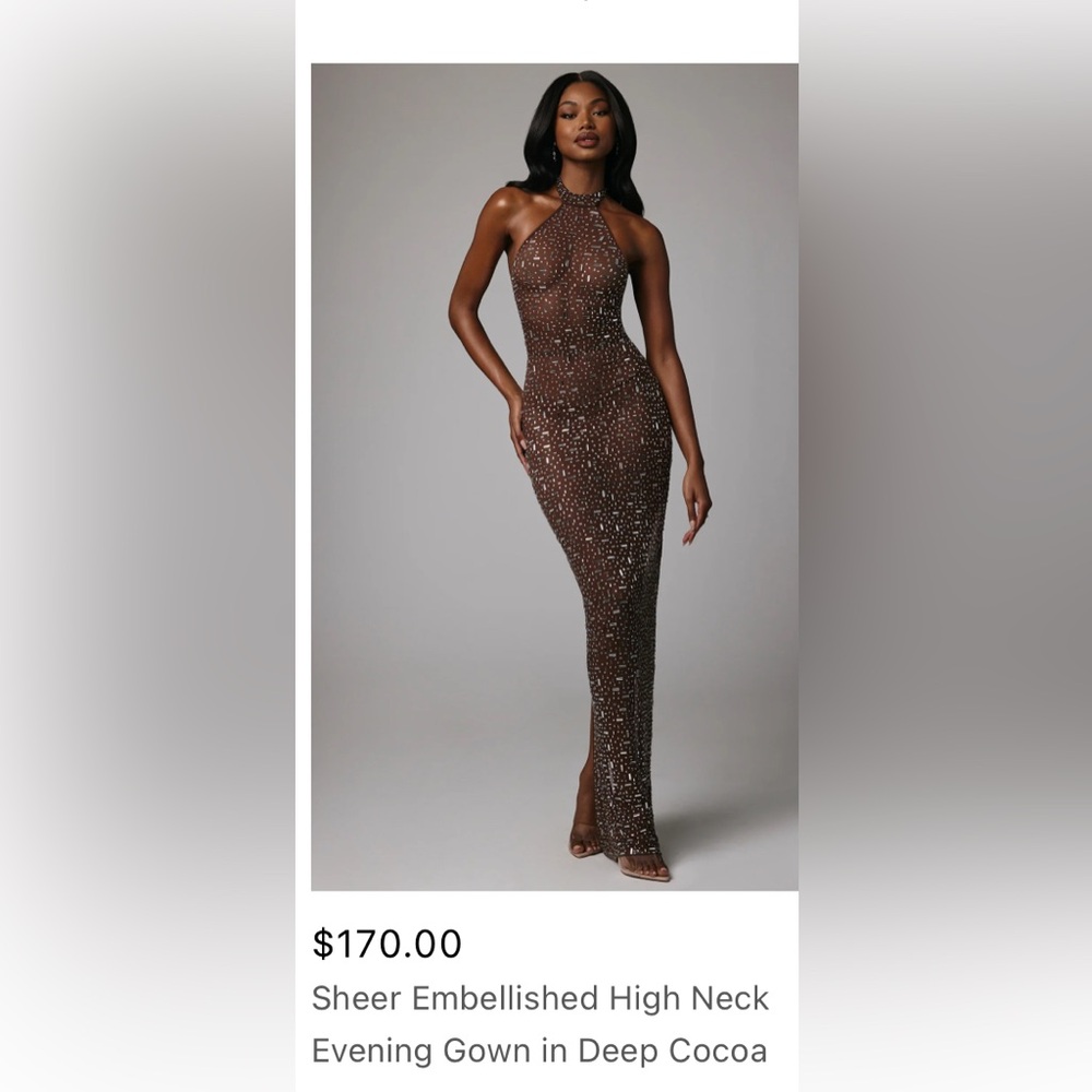 Oh Polly Brown Sequin Strapless Bodycon Dress